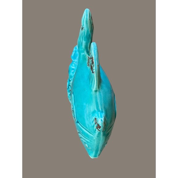 Vintage Benzara Turquoise Ceramic Fish Figurine Beach House Decor - Picture 4 of 8